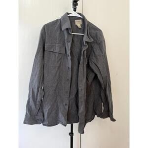 L.L.Bean Gray Flannel Button Up Shirt Slightly Fitted L Reg Cotton Long Sleeve